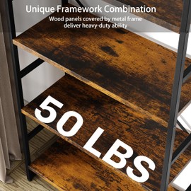 Shintenchi Bookshelf, Arched Bookshelf 5 Tier Bookcase, Tall Bookcase Shelf for CDs/Books, Home Office Bookcase Shelf Storage Organizer, Modern Book Shelf for Bedroom/Living Room, Rustic Brown