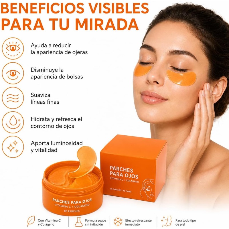 Parches para Ojos con Vitamina C y Colágeno, para Ojeras,