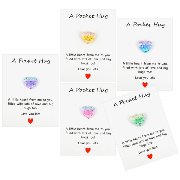 10pcs Pocket Hug Heart with Greeting Cards, Heart Shaped Natural