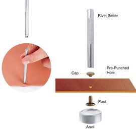 Leather Rivets 240 Set Double Cap Rivet Tubular Metal Studs 2 Sizes with Punch Pliers and 3 Pieces Setting Tool Kit for DIY Leather Craft Repairs Decoration 3 Colors