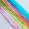 6-Pack 16-Inch Glitter Tinsel Hair Extensions –Silver Clip-In Strands –