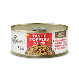 Applaws Taste Toppers, Natural Dog Food Topper, 12 Count, Limited Ingredient, Grain Free, Meal Topper for Dogs, Chicken & Beef Liver with Pumpkin, Carrots & Peas in Broth, 5.5oz Dog Food Cans