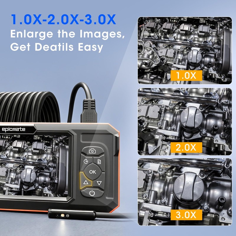 Triple Lens Borescope with 5" IPS Screen, 1920P HD Inspection