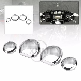 Unbranded Moto Chrome Gauge Bezel Trim For Harley Electra Glide FLHTCU Ultra Limited FLHTK