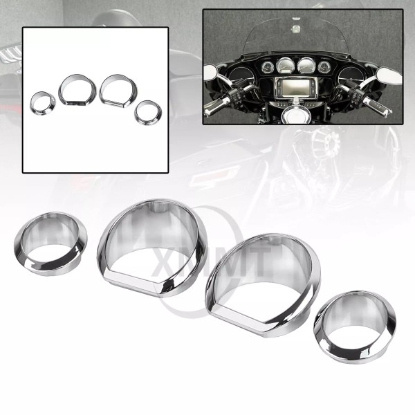 Unbranded Moto Chrome Gauge Bezel Trim For Harley Electra Glide