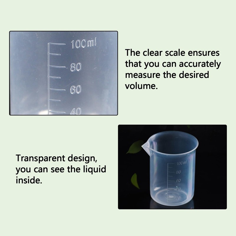 2PCS 100ml Transparent Measuring Cups Graduated Beaker Liquid Measuring Jugs