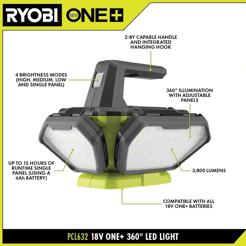 RYOBI ONE+ 18V Cordless 360° Work Camping Shop Light (Tool