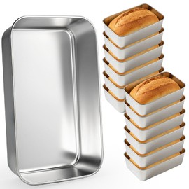 Dyrfolm 12 Pcs 9 x 6 Inch Stainless Steel Loaf Pans for Baking, Heavy Duty Bread Baking Pan Set, Rectangular Loaf Tins for Homemade Bread, Meatloaf, Cakes and Brownies, Oven and Dishwasher Safe