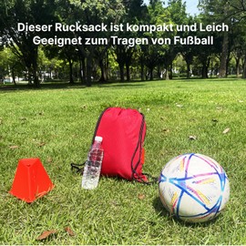 UBUYI Drawstring Backpack, Outdoor Sports Bag, 41 x 34 cm, Backpack, Gym Bag, Football Bag, Cycling, red