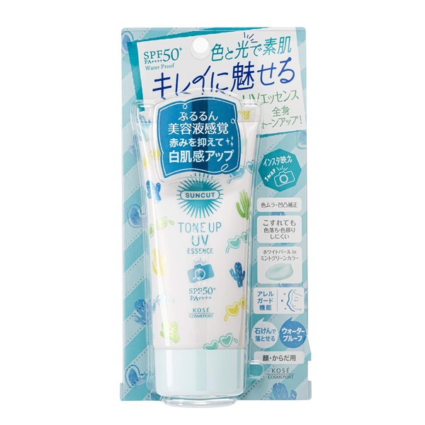KOSE SunCut Sunscreen Tone Up UV Essence Mint Green Color Control Waterproof 80g Crystal Floral Scent