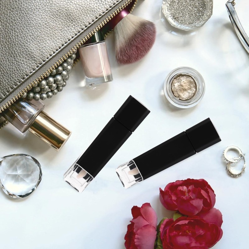 Tubo de Brillo Labial de Plástico 5g, 4 Piezas Negras