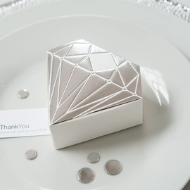 Weddingstar Diamond Favor Box, Metallic Silver