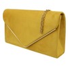 Girly Handbags Ladies Faux Suede Envelope Clutch Bag, mustard, Modern