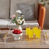 Large Clear Acrylic Serving Tray (16×18 Inches) with Gold Handles