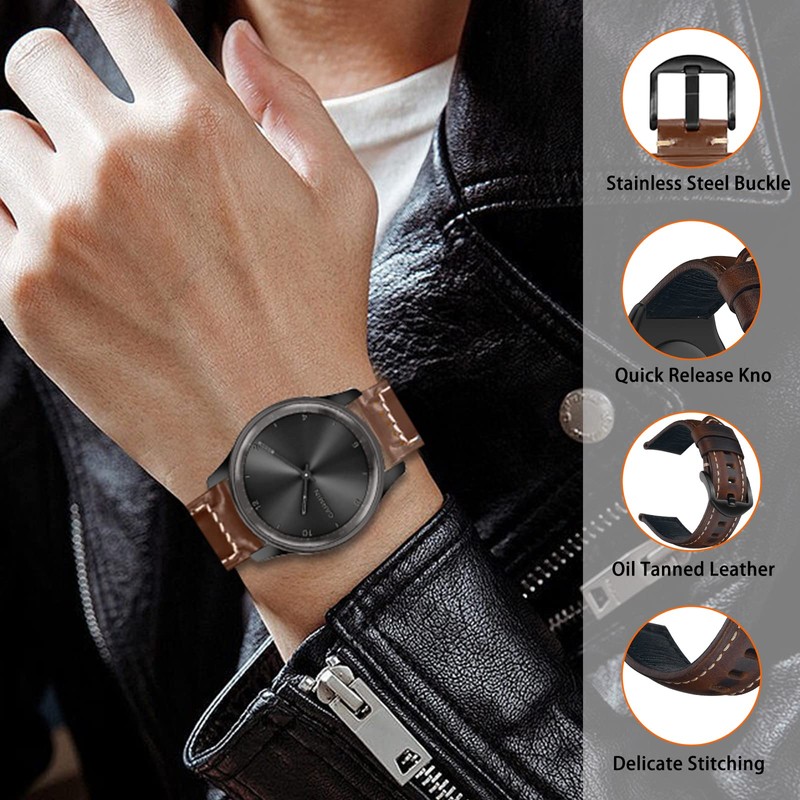 KeeFos Leather Strap for Garmin Venu Sq 2/Venu Sq 2