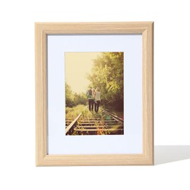 KTKDE 8x10 Light Oak Picture Frame with Removable Mat for 5x7 Photo, Real Glass for 8 by 10 picture frame, Modern Style Wood Composite Frame, rustic picture frames Table Top or Wall Mount