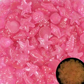Kaiyuan Dynasty 100pc Pink Fish Tank Rocks Glow Rocks for Fish Tank Glow in The Dark Stones Aquarium Decor Pebbles Luminous Stones for Lawn,Pathway,Pink