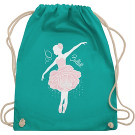 Shirtracer - Gym bag jute bag gym bag backpack - children's sports clothing - ballerina - white/pink, 14 Turquoise
