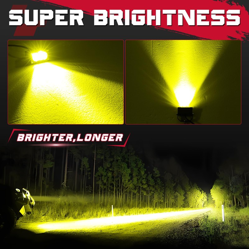 OFFROADTOWN Yellow LED Pods 2PCS 3 Inch Driving Lights 40W