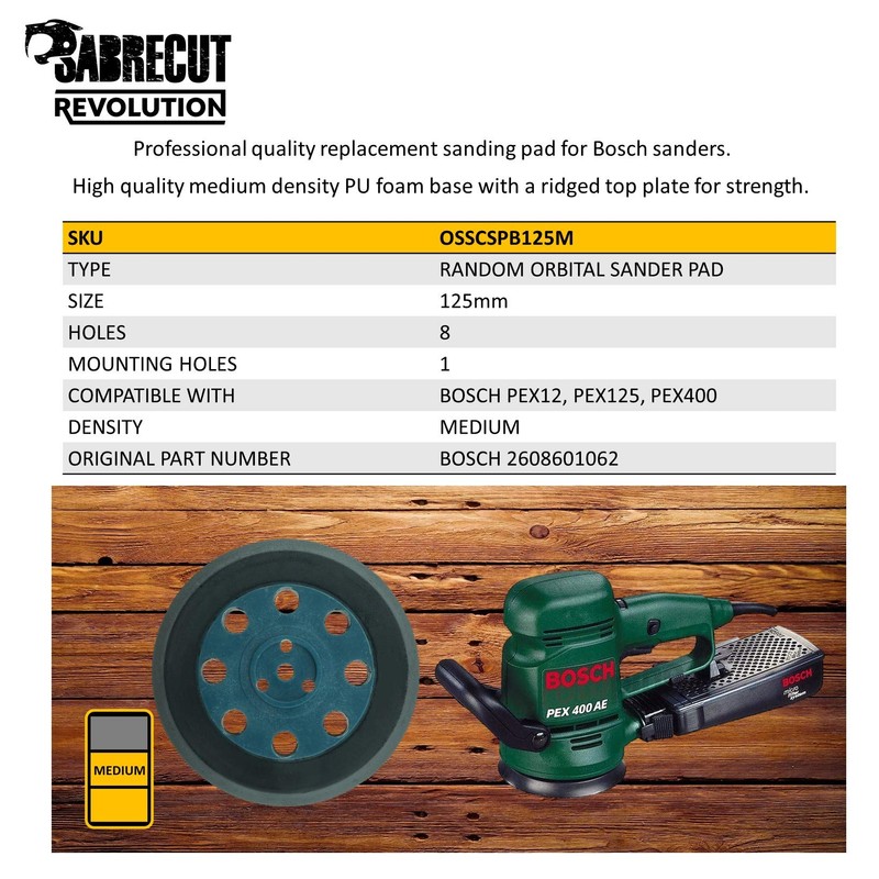 1 x SabreCut OSSCSPB125M 125mm 8 Hole Medium Density Random