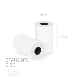 ZENIK 20 Thermal Paper Rolls White 57 x 35 x 12 mm BPA-Free Universal Compatibility POS Payment Terminal Thermal Printer 57 mm Receipts High Durability