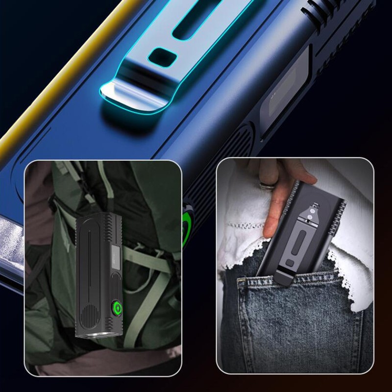 Flat Flashlights 10000LM USB Rechargeable IPX4 Protection 4200mAh with Pocket