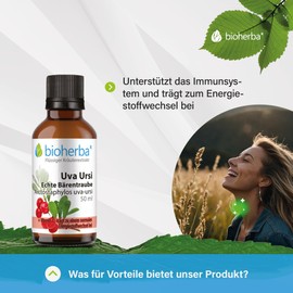 BIOHERBA Echte Bärentraube Tinktur, 50 ml Tropfen - Arctostaphylos Uva Ursi – Mit Vitamin C für Immunsystem und Energiestoffwechsel, PZN 18215801