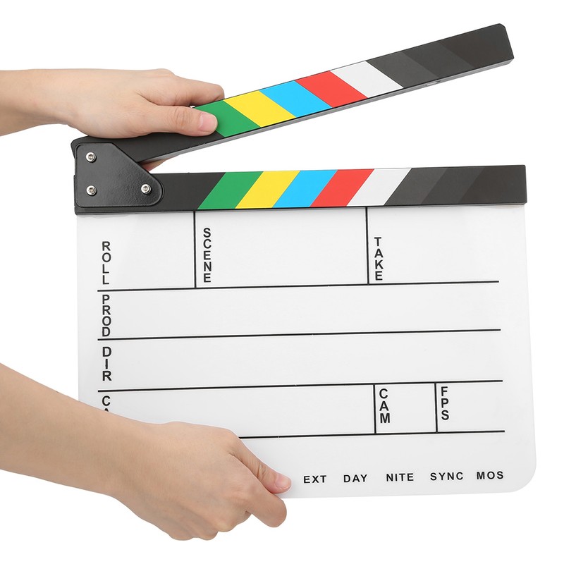 30x25CM Acrylic Movie Clapperboard Professional Director Action Clap Film Photography