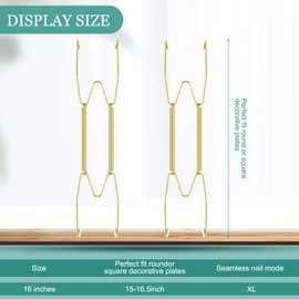 Hotop 2 Pieces Plate Hangers for Wall Stainless Steel Wire Invisible Plate Hangers Heavy Duty Display Holders with Hooks for Wall Decorative (16 Inch)