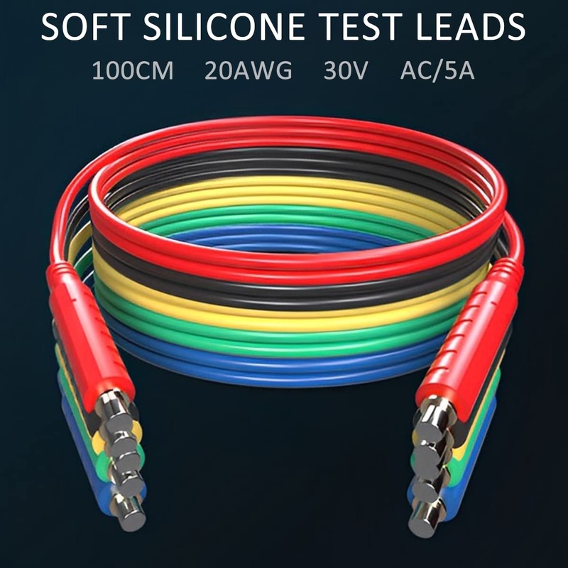 6Pcs Magnetic Test Leads Silicone Flexible Jumper Test Wire Soft