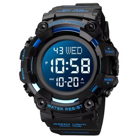 Gosasa Men Sport Watch Countdown Stopwatch Watch Mens Wrist Watch Waterproof LED Electronic Digital Male Watch 12/24 Hour Multifunctional Watch