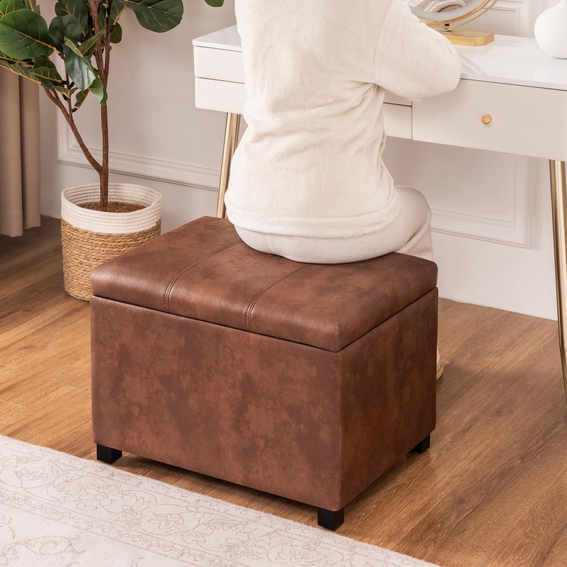 Joveco 24" Leather Storage Ottoman Bench, Rectangle Foot Rest Stool