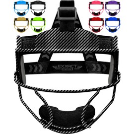 Exxact Sports Softball Face Mask Girls Youth & Adult, Protective Lightweight Fielders Mask Softball for Enhanced Performance (Black Carbon, Adult)
