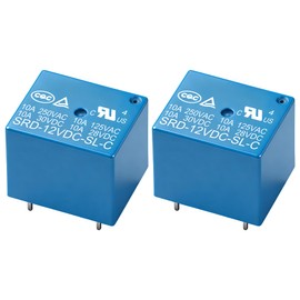 Weasch 2Pcs PCB Power Relay SRD-12VDC-SL-C, DC 12V Coil, 10A 250VAC, SPDT, 5 Pin, for Household Appliance Boards (2)