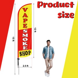 Hahafelt 15 Feet Smoke Shop Windless Feather Swooper Flag Pole Kit Smoke Shop Flag Sign Knitted Advertising Feather Banner Sign for Outdoor Business Advertising
