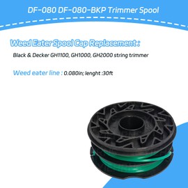 DF-080 DF-080-BKP String Trimmer Spool 0.080” x 30 ft Replacement for Black Decker String Trimmer GH1100 GH1000 GH2000 Electric String Grass Trimmer Lawn Edger DF080 Dual Line Dual Auto-Feed Spool