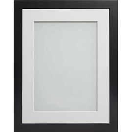 Frame Company Connolly Range Black Wooden Picture Photo Frame with White Mount, 10x8 for pic size 7x5 *Choice of Sizes* Fitted with Real Glass