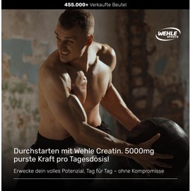 Creatine Monohydrate Powder Pure Creatine Micronised Quality Mesh 200 - Optimal High Dose 100% Vegan - Wehle Sports (500 g)