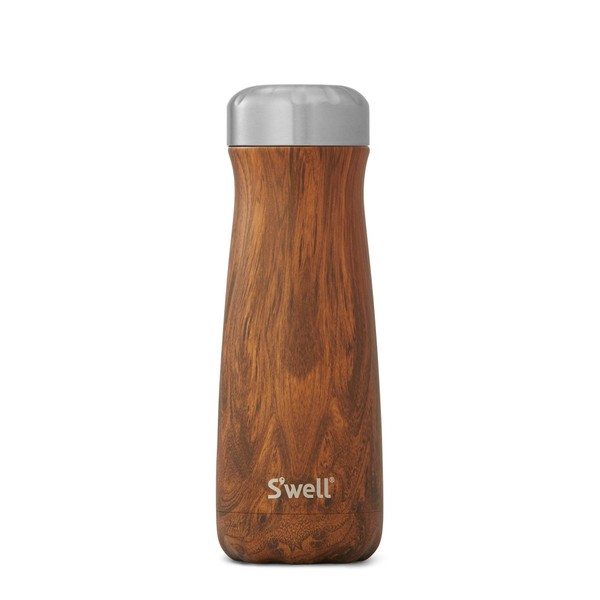 S'well Stainless Steel Traveler-20 Fl Oz Triple-Layered Vacuum-Insulated Travel Mug Keeps Coffee, Tea and Drinks Cold for 36 Hours and Hot for 15-BPA-Free Water Bottle, 1 Count (Pack of 1), Teakwood