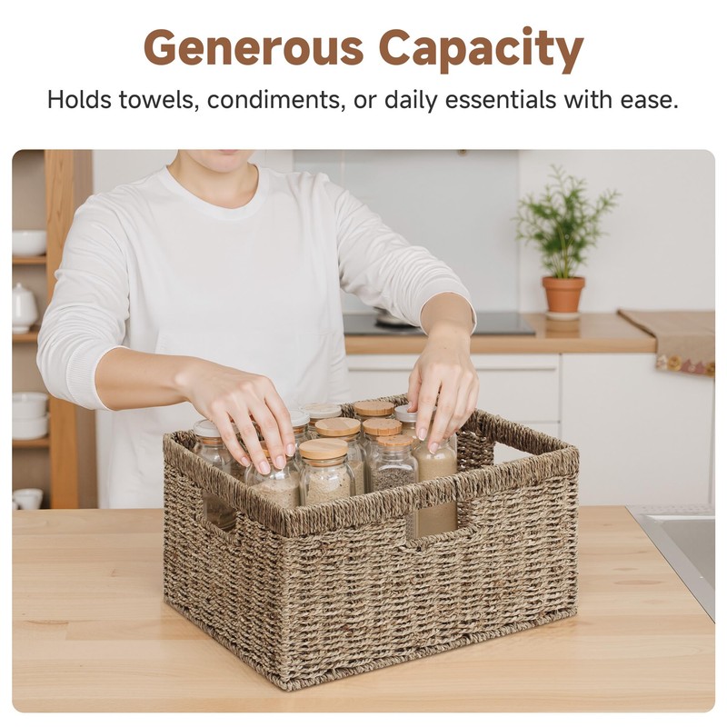 StorageWorks Extra Large Wicker Baskets for Organizing, Seagrass Storage Basket