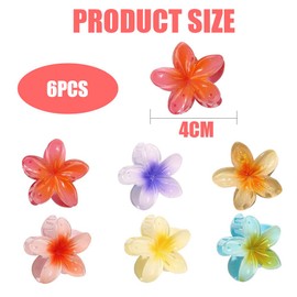 6 flower hair clips, flower hair clips, diameter 4 cm, large flower claw clips, non-slip flower hair clips, large women's claw hair clips, thick/thin hair
