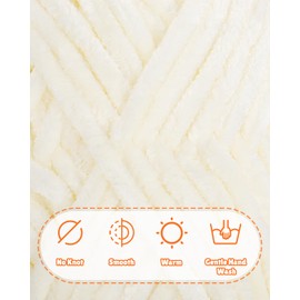 Aeelike 200 g Warm Chenille Wool for Crocheting, Fluffy Thick Yarn for Hand Knitting, Velvet Baby Wool for Knitting, Soft Plush Wool for Amigurumis Baby Blanket, Beige