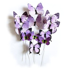 naudassods Paquete de 12 decoraciones de mariposa, decoraciones de mariposa DIY de 3D, 2 tamaños de adorno de mariposa para decoración falsa de flores para el hogar, suministros para té, fiesta, boda