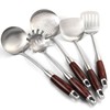 IQCWOOD Stainless Steel Cooking Utensils Set with Wooden Handle, 5