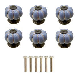 Yuaaoh Pack of 6 Furniture Knobs, Ceramic Pumpkin, Furniture Knobs, Vintage, Cabinet Knobs, Furniture Knobs, Ceramic Door Knobs with Screws for Dresser, Kitchen Cabinet, Drawers, Cupboards, Dresser