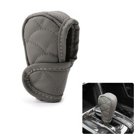 WEZCHUGHAOL Car Gear Shift Cover, Leather Gear Shifter Cover for Protecting Stick Shift Knob, Universal Breathable Car Shifter Cover Car Interior Accessories for Most Cars Trucks SUVs (Gray)