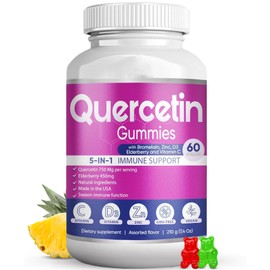 Quercetin Gummies by BioVitalica - Quercetin with Bromelain Vitamin C and Zinc & Elderberry + Vitamin D3-5 in 1 Immune Support - Zinc Quercetin 750 mg for Kids and Adults (1)