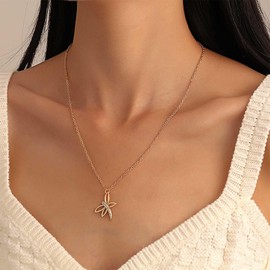 Enautoabs Boho Dragonfly Pendant Necklace Gold Crystal Dragonfly Necklace Cute Cz Dragonfly Chain Necklace Dragonfly Flying Necklace Jewelry for Women