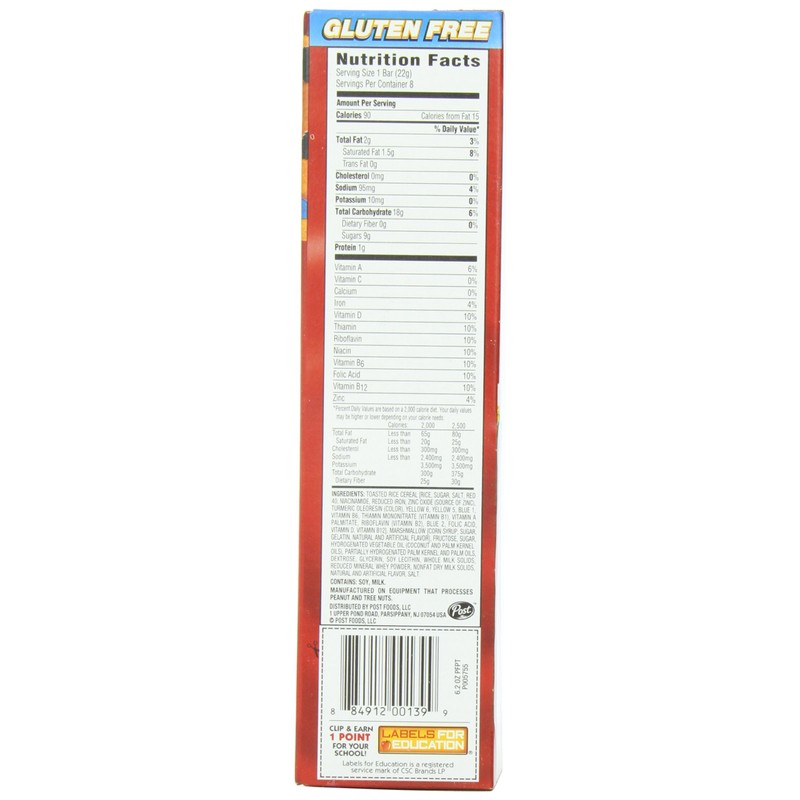 Post Fruity Pebbles Treats, 6.2-Ounce (Pack of 4),0.78 Ounce (Pack