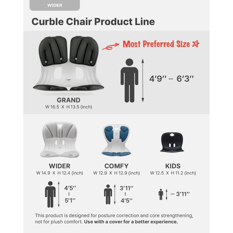 curble Wider(Standard Wide) 2PACK – Ergonomic Lower Back Chair Support,